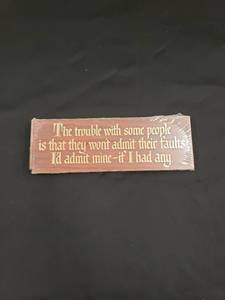 lot 8207 image: wood sign trouble with people NIP