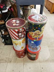 lot 8227 image: lot of 6 large popcorn tins