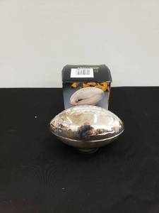 lot 8237 image: silver plated football bank wbox
