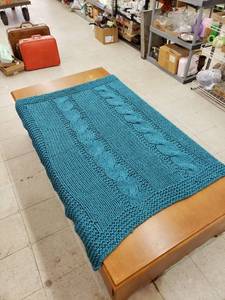 lot 8293 image: crocheted turquoise throw very soft