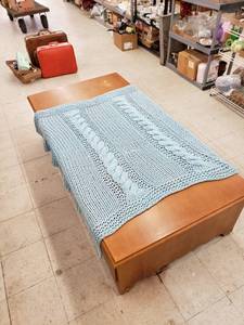 lot 8294 image: crocheted teal throw very soft
