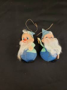 lot 8405 image: pair retro elves ornaments