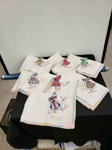 lot 8441 image: lot of hand stitched tea towels