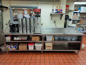 lot 9432 image: Stainless Steel Counter with Fixed Mid Shelf