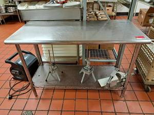 lot 9434 image: Stainless Steel Prep Table with Bottom Shelf