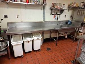 lot 9446 image: Stainless Steel Sink with Extended Prep Station