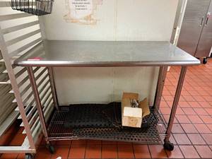 lot 9457 image: Stainless Steel Prep Table with Bottom Shelf
