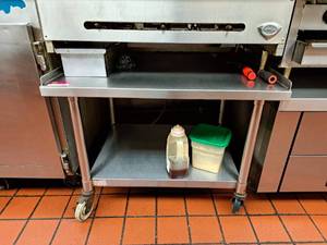 lot 9462 image: Stainless Steel Equipment Stand on Wheels