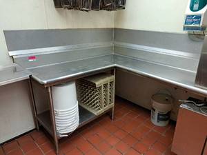 lot 9469 image: L Shape Stainless Dishtable