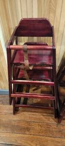 lot 49606 image: (2) Dark Wood High Chairs