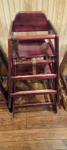 lot 49607 image: (2) Dark Wood High Chairs