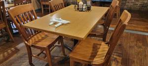 lot 49613 image: Laminated Wood Top Dining Table With Metal Base 48x30