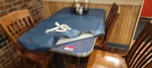 lot 49619 image: Laminated Top Chrome Trim Dining Room Table 48x30