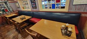 lot 49622 image: 18 Blue And Red Vinyl Booth Section