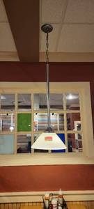 lot 49628 image: (9) Chrome And Frosted Glass Pendant Lights