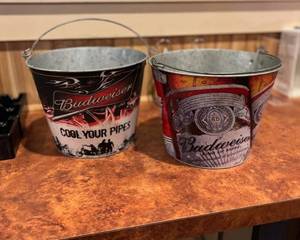 lot 9485 image: Set of 2 Budweiser Ice Buckets