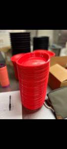 lot 9521 image: Lot of 50 Red Oval Serving Baskets