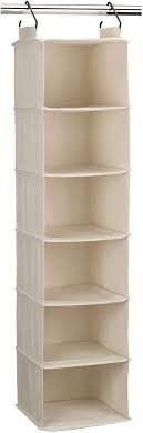 lot 1623 image: Household Essentials 3312-1 Cotton Canvas Hanging Closet Sweater Organizer  6-Shelf  Natural