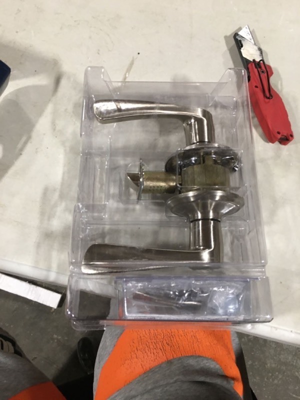 lot 1777 image: Schlage F10VMER619 Merano Hall and Closet Lever, Satin Nickel (B004Y761UI)