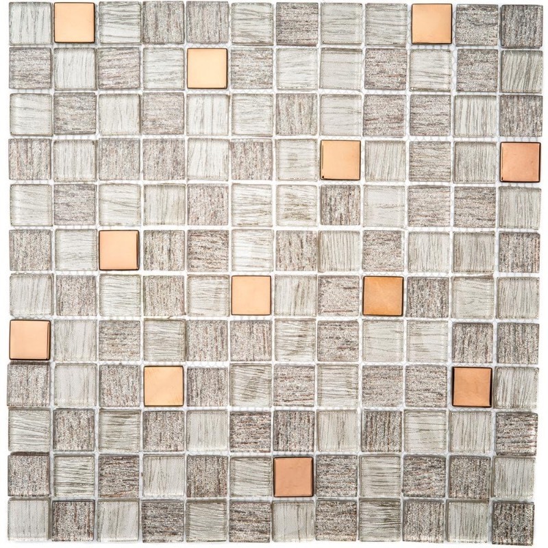 lot 1780 image: HOUSE OF MOSAICS Copper Antwerp 11.81 in. x 11.81 in. Square Joint Gloss Glass Mosaic Wall Tile (0.97 sq. ft.Ea)(set of 2)