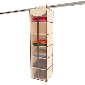 lot 2652 image: Ziz Home Hanging Closet Organizer with Zipper  6 Shelves 12��x 12�� 48 Closet Organizers and Storage Hanging Sweater Organizer for Closet Storage Hanging Clothes Sweater Shoe Storage Shelf