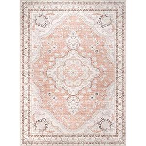 lot 2665 image: nuLOOM Tracie Machine Washable Floral Medallion Area Rug, 8 x 10, Peach