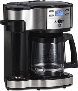 lot 2681 image: Hamilton Beach 2-Way Brewer Coffee Maker, Single-Serve and 12-Cup Pot, Black