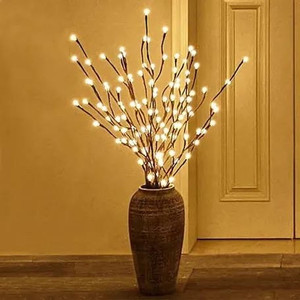 lot 2684 image: 3 Pack Twig Lights, Electric Twig Lights - 60 LED Branches Lights with USB Plug , Lighted Floral Branches for Home Romantic Christmas Decoration, Warm White