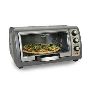 lot 2692 image: Hamilton Beach Countertop Toaster Oven Easy Reach with Roll-Top Door 6-Slice Convection (31123D) Silver