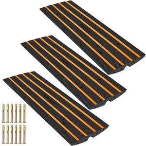 lot 2694 image: VEVOR Driveway Curb Ramp, 3 Pack 1 Channel Heavy Duty Curb Bridge, 22046 Lbs 10 Ton Capacity Rubber Driveway Curb Bridge, 2.6 Rise Ramp for Driveway, Loading Dock, Garage, Sidewalk, Car