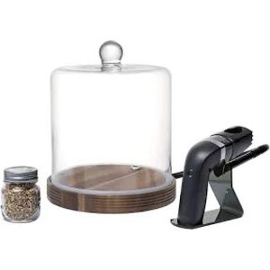 lot 2740 image: Crafthouse by Fortessa Classic Collection Glass and Wood Cloche with Smoker and Chips