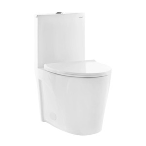 lot 2749 image: Swiss Madison St. Tropez 1-Piece 1.11.6 GPF Dual Flush Elongated Toilet in Glossy White