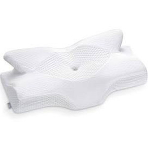 lot 2804 image: Elviros Cervical Memory Foam Pillow, Contour Pillows for Neck and Shoulder Pain, Ergonomic Orthopedic Sleeping Neck Contoured Support Pillow for Side Sleepers, Back and Stomach Sleepers (White)