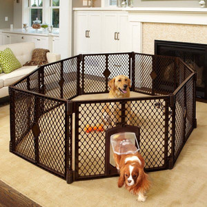 lot 2813 image: MyPet 8-Panel Petyard Passage Plastic Dog Pen, Brown