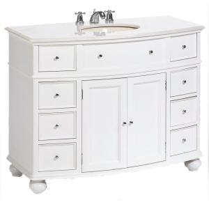 lot 2814 image: Home Decorators Collection Hampton Harbor 45 in. W x 22 in. D Bath Vanity in White with Natural Marble Vanity Top in White Natural