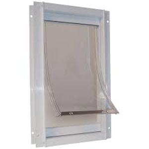lot 2729 image: Ideal Pet Deluxe Aluminum Pet Door White Super Large