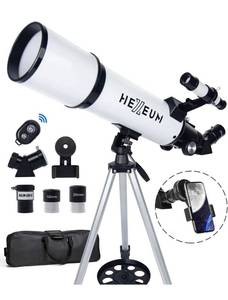 lot 41708 image: Telescope 80mm Aperture 600mm - Astronomical Portable Refracting Telescope Fully Multi-coated High Transmission Coatings AZ Mount with Tripod Phone Adapter, Wireless Control, Carrying Bag. Easy Set Up