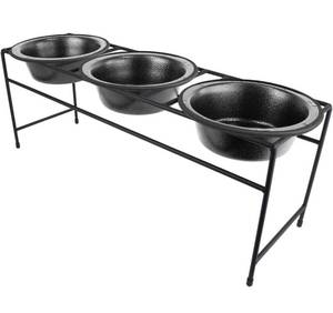 lot 41719 image: latinum Pets Modern Triple Diner Feeder with Stainless Steel Dog Bowls, Large