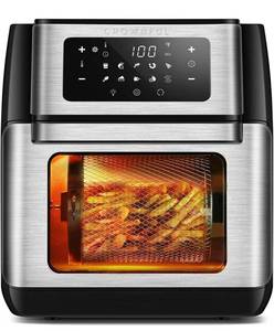 lot 41750 image: CROWNFUL 10.6 Quart Air Fryer, 10-in-1 Air Fryer Toaster Oven, Convection Roaster with Rotisserie and Dehydrator, Digital LCD Touch Screen, Accessories and Recipe Included