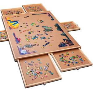 lot 41755 image: 1500 Piece Wooden Jigsaw Puzzle Table - 6 Drawers, Puzzle Board  27�� X 35�� Jigsaw Puzzle Board Portable - Portable Puzzle Table  for Adults and Kids