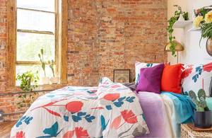 lot 58714 image: Refinery29  Rayne Bedding Collection  Modern Reversible Luxury Ultra Soft Comforter, All Season Premium 4 Piece Set, Blue, King