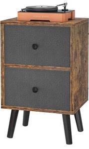 lot 58728 image: Ecoprsio Tall Nightstand, 26 Inch Tall Bedside Table, Mid Century Night Stand with 2 Large Storage Drawers Large End Table Side Table for Bedroom, Living Room, Sofa Couch, Vintage