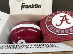 lot 58731 image: Franklin Sports NFL Kids Football Helmet and Jersey Set - Alabama Crimson Tide - Helmet, Jersey, Chinstrap