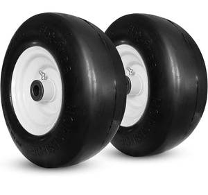 lot 58742 image: 2 HORSESHOE 11x4.00-5 Flat-Free, Commercial Heavy Duty, Solid Smooth Wheels wGrease Fitting for Zero Turn Lawn Mower, Center Hub 3-4-5 adjustable, 34 Grease Bushing, with Extra 58 Bore, 114005