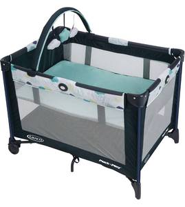lot 58752 image: Graco Pack and Play On the Go Playard  Includes Full-Size Infant Bassinet, Push Button Compact Fold, Stratus , 39.5x28.25x29 Inch