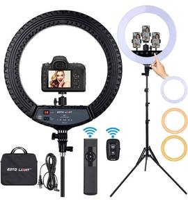 lot 58753 image: Upgraded 18 inch LED Ring Light with Tripod Stand, Selfie Ring Light with Touch Panel for Makeup Studio Portrait YouTube Vlog Video Shooting with Carrying Bag and Remote Controller, CRI90
