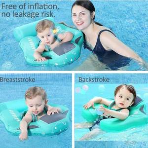 lot 60528 image: Newest Size Improved Add Tail Avoid Flip Over Mambobaby Solid Swimming Float Non Inflatable Swim Trainer Baby Pool Float with Canopy (GreenC)