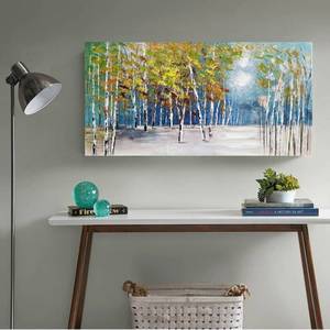 lot 60545 image: Autumn Birch Forest Wall Art Abstract Painting Big Size Canvas Art Contemporary Wall Decoration Modern Abstract Landscape Painting for Bathroom Living Room Bedroom, 40�20