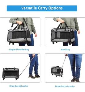 lot 60555 image: Dog Carrier,Pet Carrier Airline Approved ,Cat Carrier with Wheels, Pet Carrier for Pet with Telescopic Walking Handle,Easy to Fold,Grey (Grey) 24L�25W