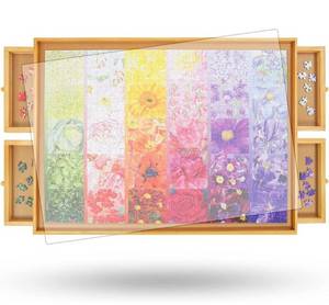 lot 60564 image: ALL4JIG 1000PCS Rotating Jigsaw Puzzle Board with 4 Drawers & Cover, Lazy Susan Spinning Jigsaw Puzzle Table, 30 X 22 Puzzle Spinner, Jigsaw Puzzle Table Top Portable